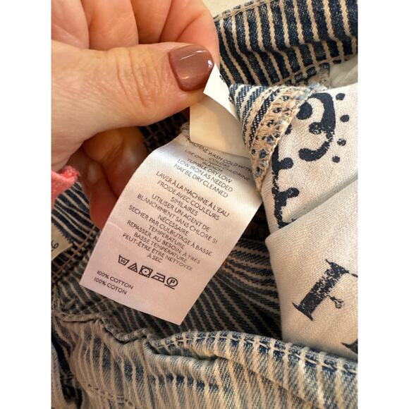 We The Free Good Luck Mid-Rise Stripe Paint Splatter Barrel Jeans, Size 26 - Picture 7 of 7